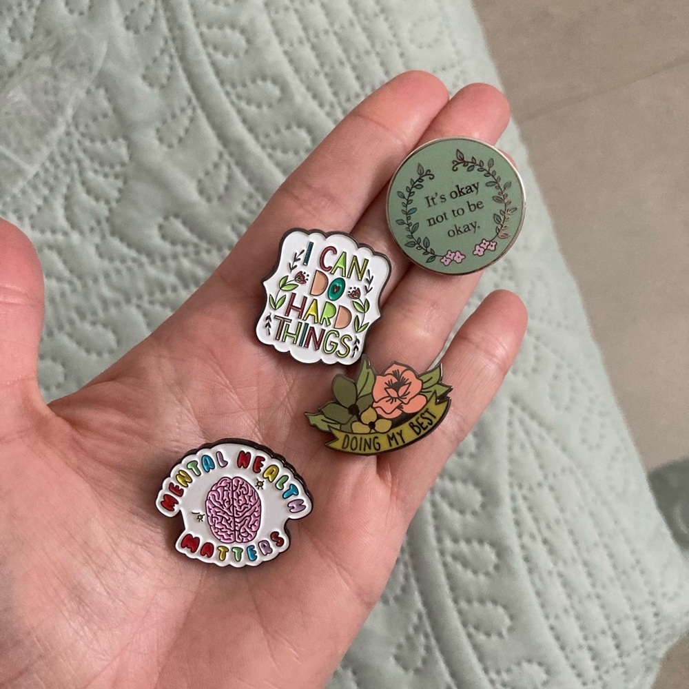 Mental health enamel pins